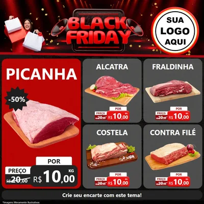 Modelo de Rede Social para Feed Facebook com o tema Black Friday para Açougue