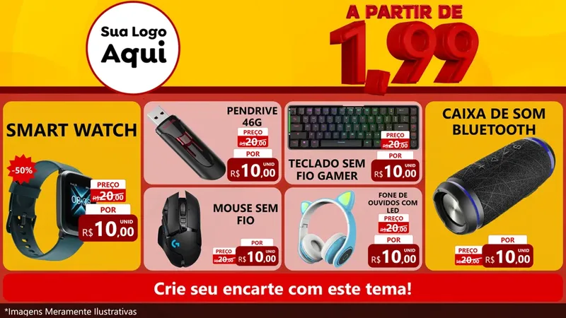 Modelo de TV para TV Horizontal com o tema A Partir de Um e Noventa e Nove - 1,99 para Informática
