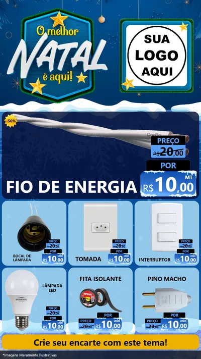 Modelo de Rede Social para Stories com o tema O Melhor Natal É Aqui! para Materiais Elétricos