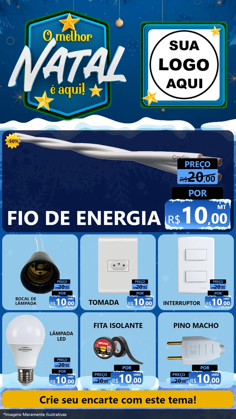 Modelo de Rede Social para Stories com o tema O Melhor Natal É Aqui! para Materiais Elétricos