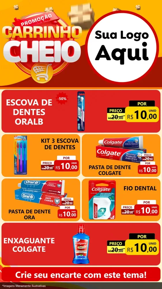 Modelo de TV para TV Vertical com o tema Promoção carrinho cheio para Higiene Pessoal