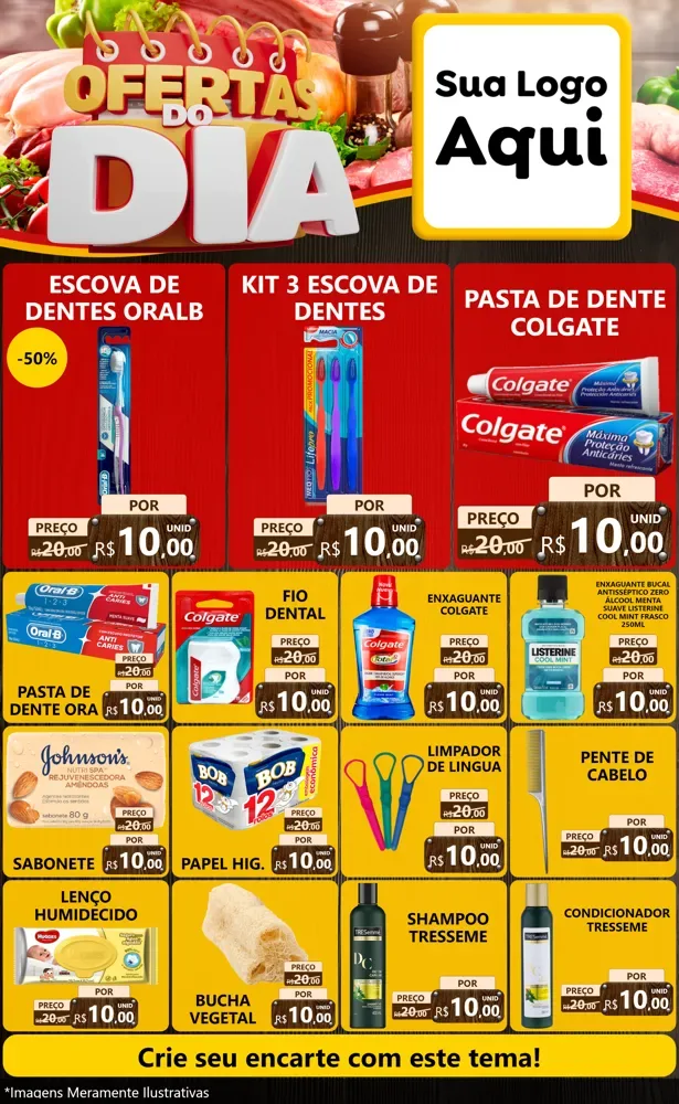 Modelo de Encarte para Encarte Grande com o tema Ofertas do Dia para Higiene Pessoal