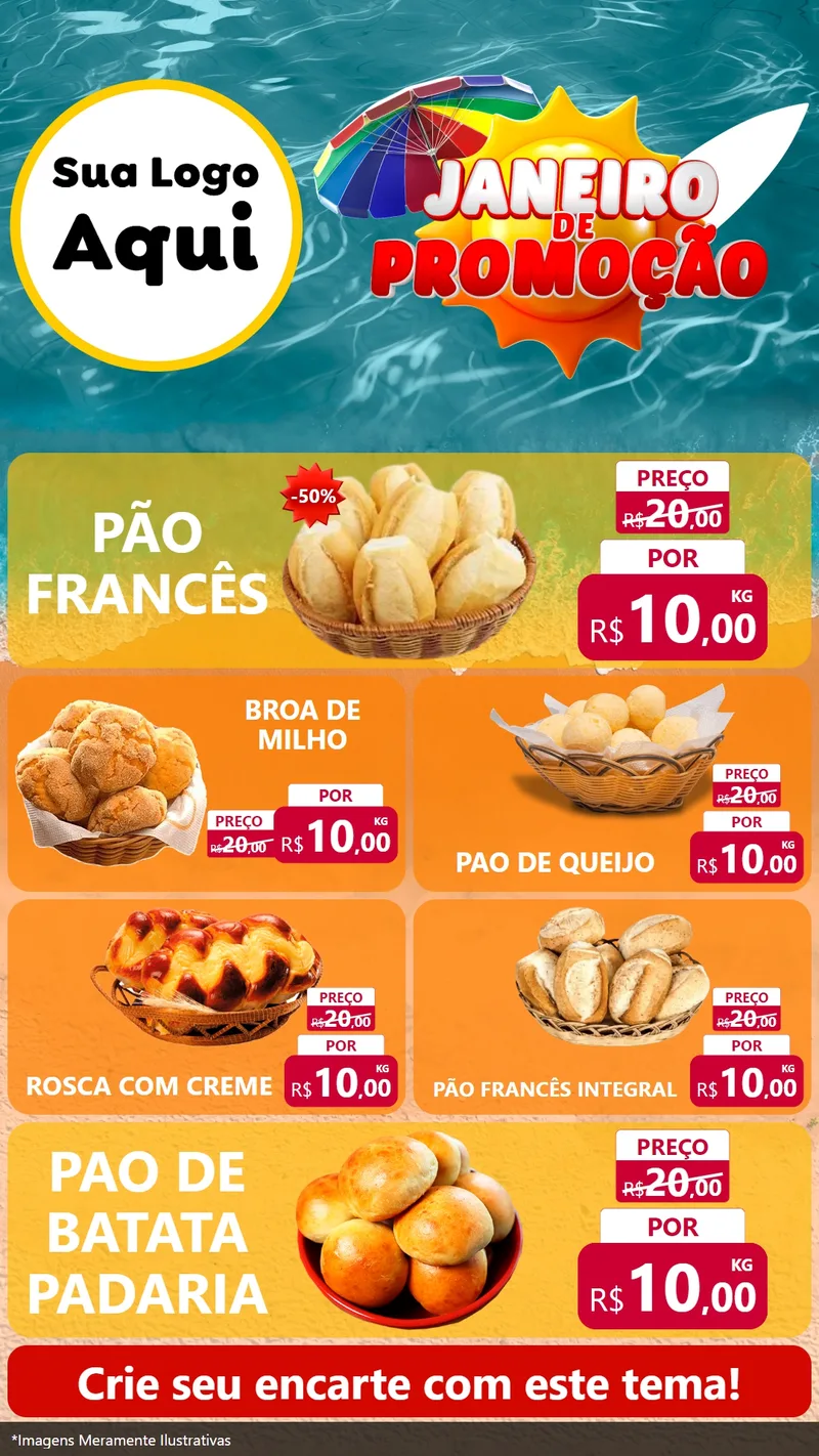Modelo de TV para TV Vertical com o tema Janeiro de Promoção para Padaria