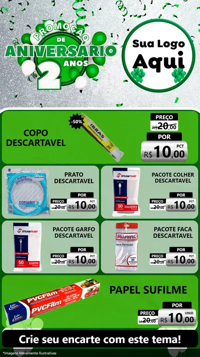 Modelo de TV para TV Vertical com o tema Promoção de Aniversário - 2 Anos para Embalagens