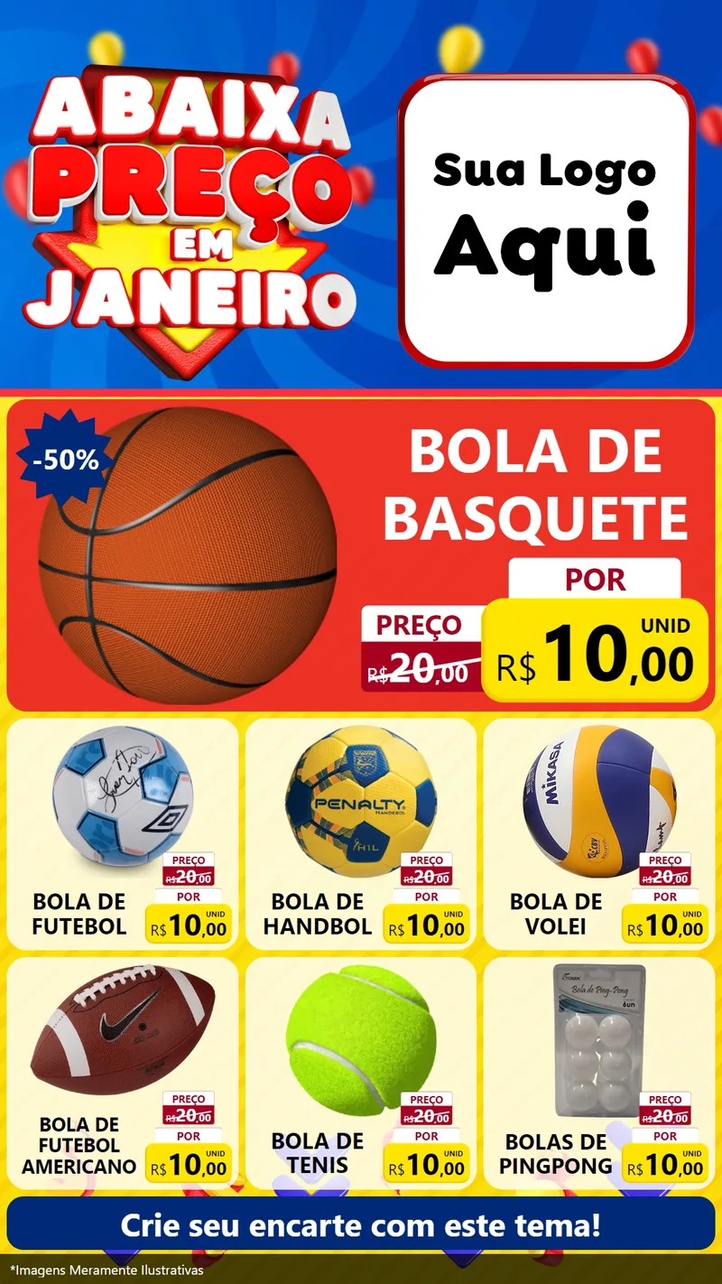 Modelo de Rede Social para Stories com o tema Abaixa Preço em Janeiro para Artigos Esportivos