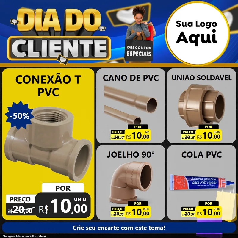 Modelo de Rede Social para Feed Facebook com o tema Dia Do Cliente para Tubos e conexões
