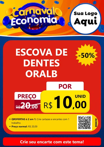 Modelo de Cartaz para Cartaz A4 Vertical com o tema Carnaval da Economia para Higiene Pessoal