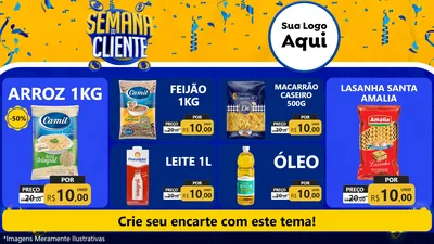Modelo de TV para TV Horizontal com o tema Semana do Cliente para Supermercado