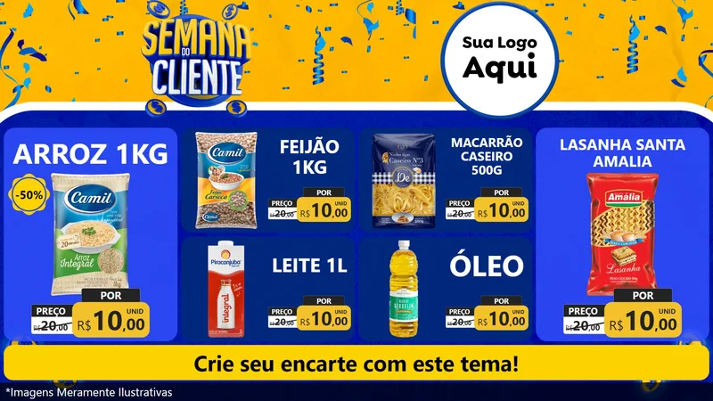 Modelo de TV para TV Horizontal com o tema Semana do Cliente para Supermercado