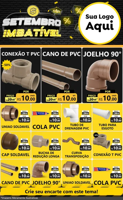 Modelo de Encarte para Encarte Grande com o tema Setembro Imbatível para Tubos e conexões
