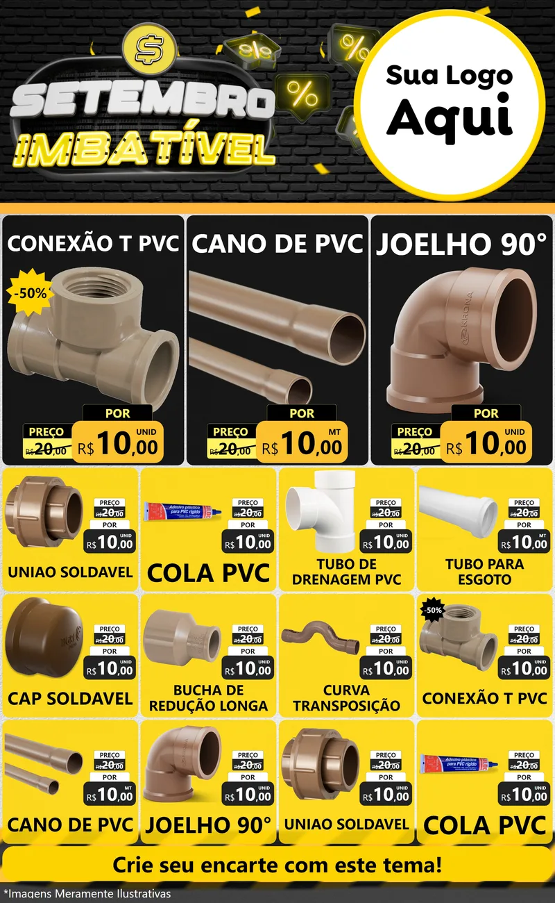 Modelo de Encarte para Encarte Grande com o tema Setembro Imbatível para Tubos e conexões