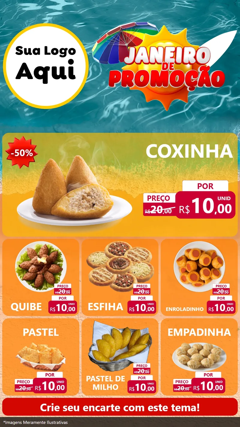 Modelo de Rede Social para Stories com o tema Janeiro de Promoção para Salgadaria