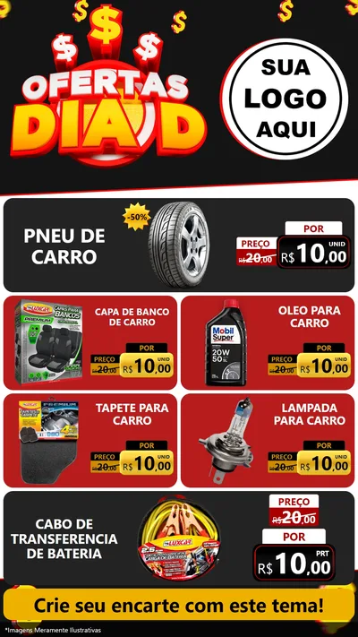 Modelo de TV para TV Vertical com o tema Ofertas Dia D para Auto peças