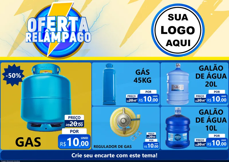 Modelo de Encarte para Encarte A4 Horizontal com o tema Oferta Relâmpago para Água e gás