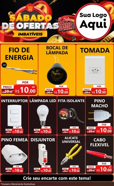 Modelo de Encarte para Encarte Grande com o tema Sábado de Ofertas Imbatíveis para Materiais Elétricos