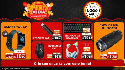 Modelo de TV para TV Horizontal com o tema Oferta do Dia - Só hoje, Aproveite! para Informática