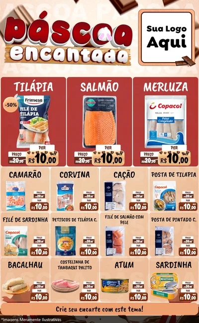 Modelo de Encarte para Encarte Grande com o tema Páscoa Encantada para Peixaria