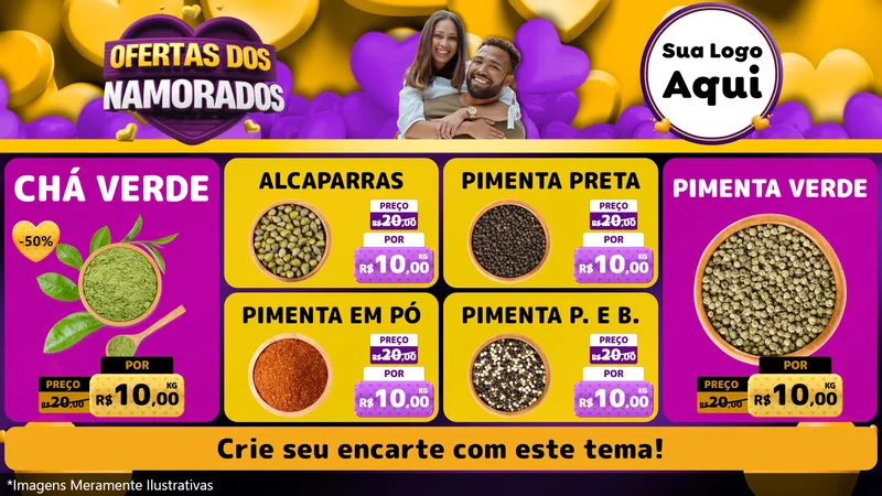 Modelo de TV para TV Horizontal com o tema Oferta Dos Namorados para Produtos Naturais