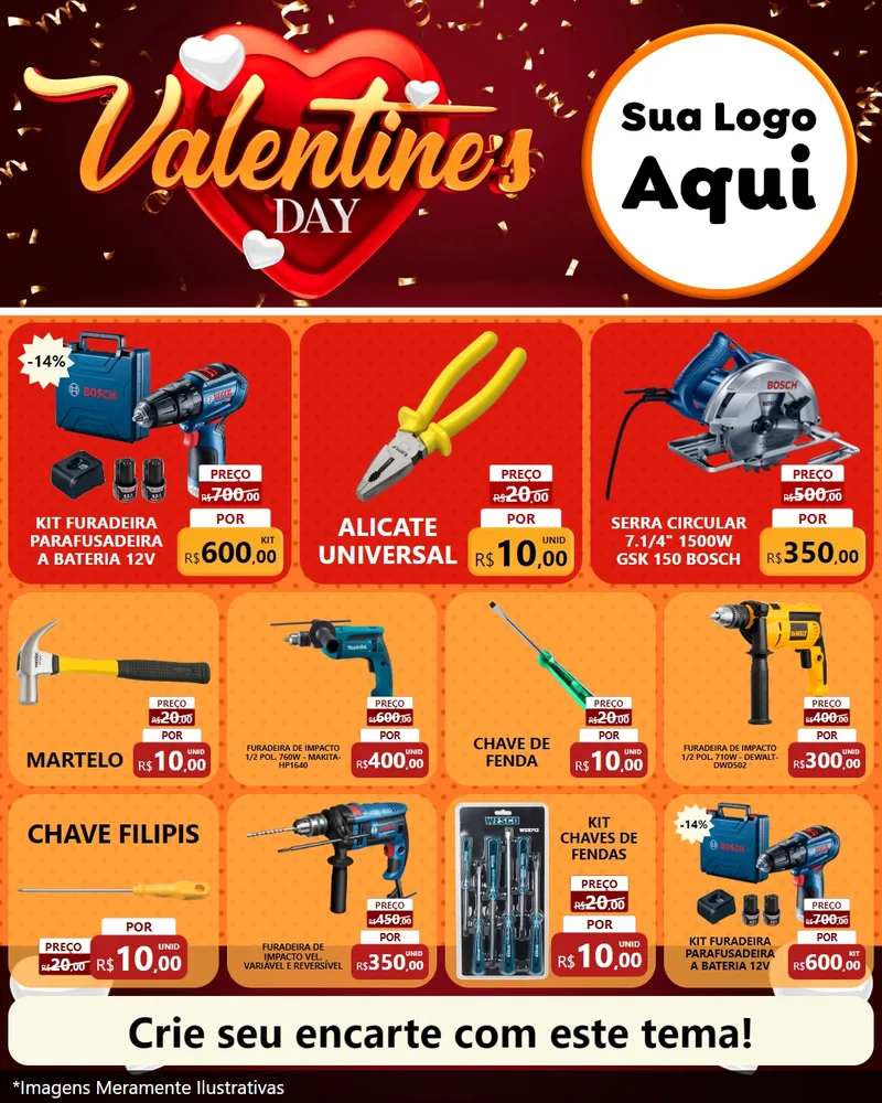 Modelo de Rede Social para Feed Instagram com o tema Valentine's Day para Maquinas e Ferramentas