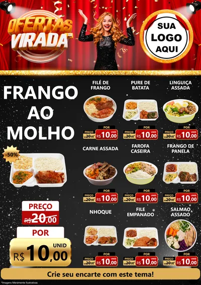 Modelo de Encarte para Encarte A4 Vertical com o tema Ofertas da Virada para Restaurante