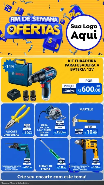 Modelo de Rede Social para Stories com o tema Fim de Semana de Ofertas para Maquinas e Ferramentas