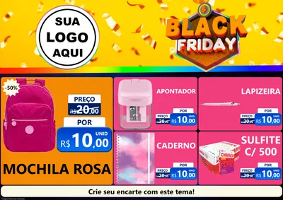 Modelo de Encarte para Encarte A4 Horizontal com o tema Black Friday para Papelaria