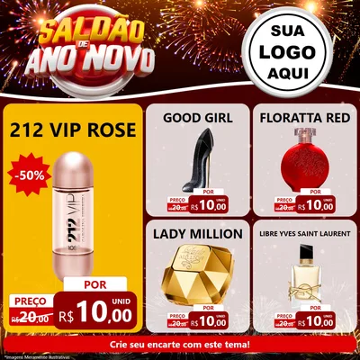 Modelo de Rede Social para Feed Facebook com o tema Saldão de Ano Novo para Perfumes
