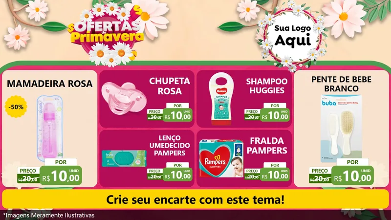 Modelo de TV para TV Horizontal com o tema Ofertas de Primavera para Bebês