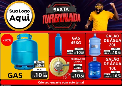 Modelo de Encarte para Encarte A4 Horizontal com o tema Sexta Turbinada para Água e gás