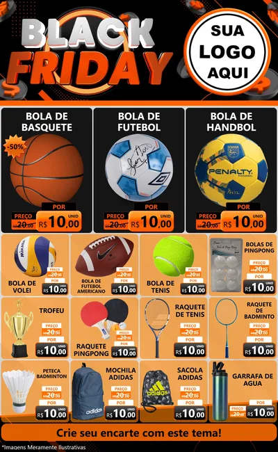Modelo de Encarte para Encarte Grande com o tema Black Friday para Artigos Esportivos