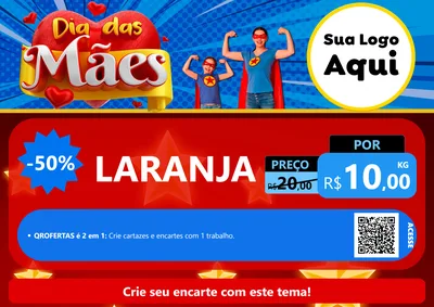 Modelo de Cartaz para Cartaz A4 Horizontal com o tema Dia das Mães para Hortifrúti