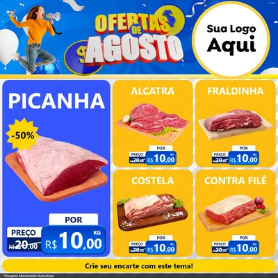 Modelo de Rede Social para Feed Facebook com o tema Ofertas de Agosto para Açougue