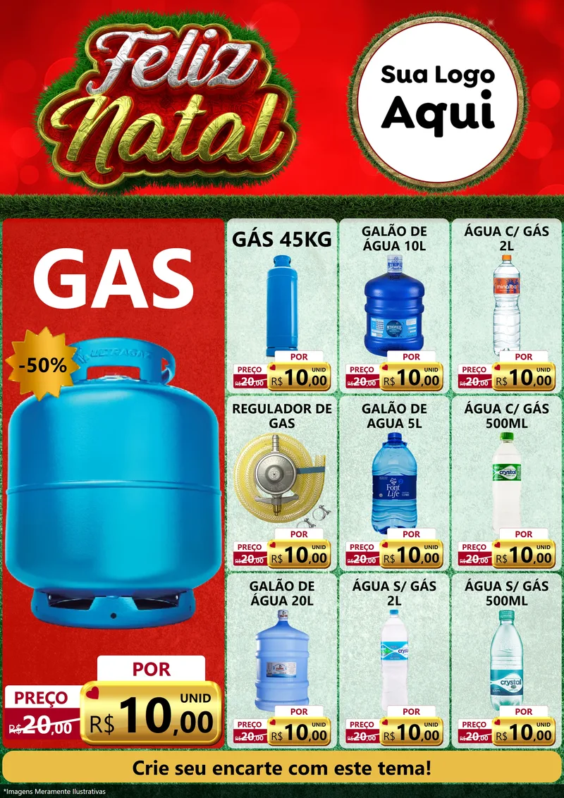 Modelo de Encarte para Encarte A4 Vertical com o tema Feliz Natal para Água e gás