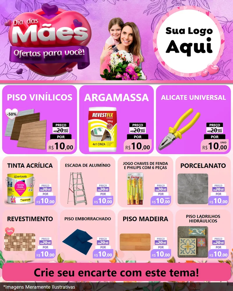 Modelo de Rede Social para Feed Instagram com o tema Dia das Mães Ofertas para Você! para Material para Construção