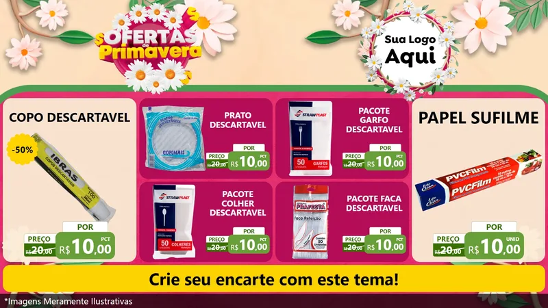 Modelo de TV para TV Horizontal com o tema Ofertas de Primavera para Embalagens