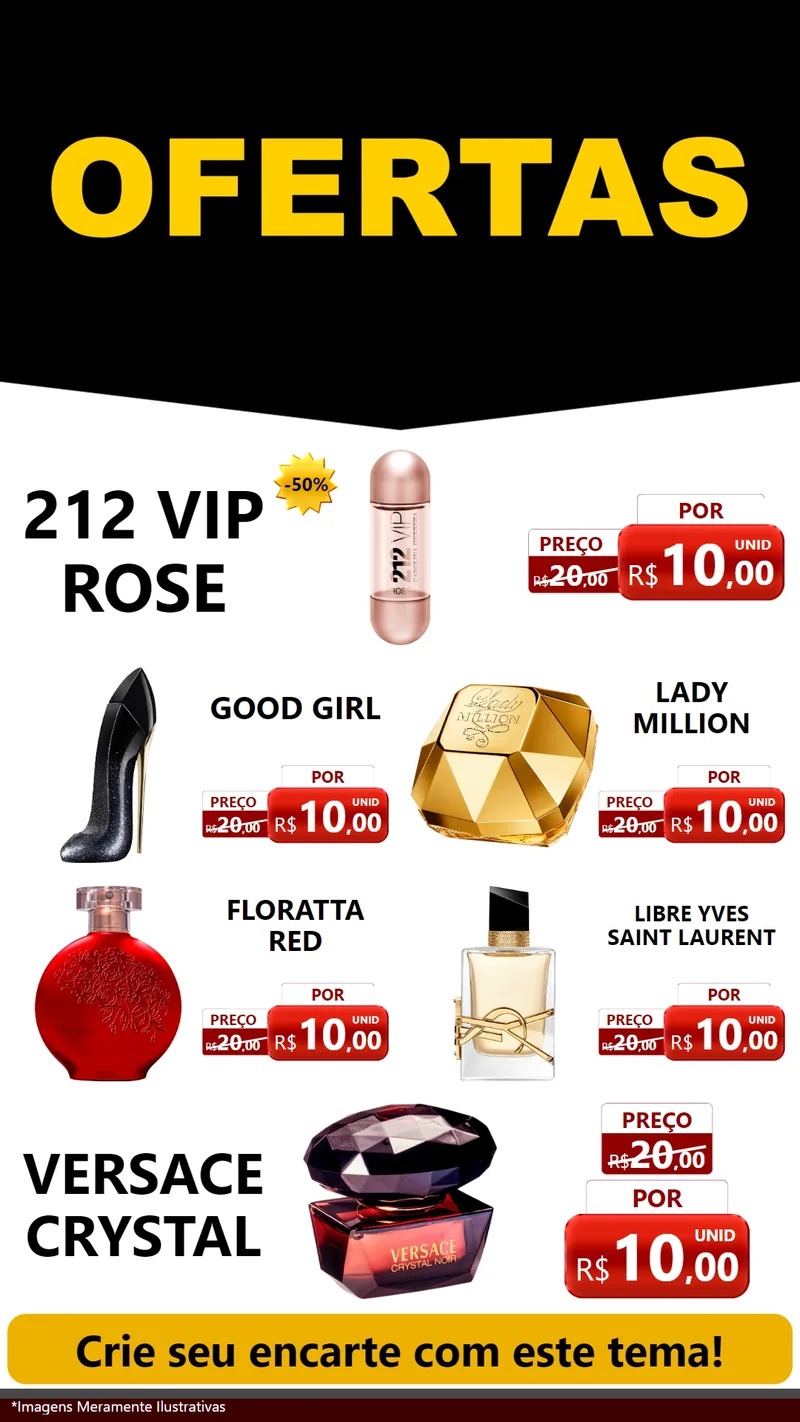 Modelo de TV para TV Vertical com o tema Ofertas Preto e Vermelho Cartaz para Perfumes