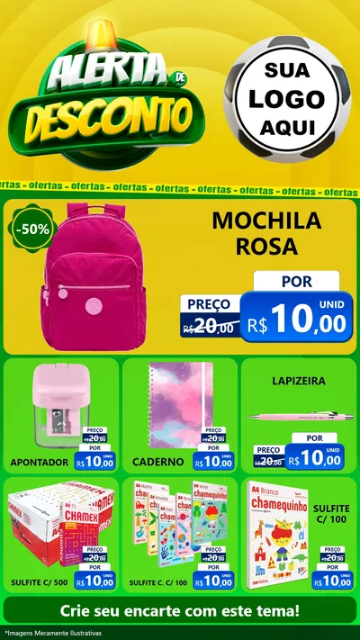 Modelo de Rede Social para Stories com o tema Alerta de Desconto para Papelaria
