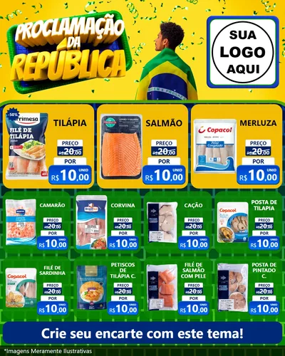 Modelo de Rede Social para Feed Instagram com o tema Proclamação da República para Peixaria