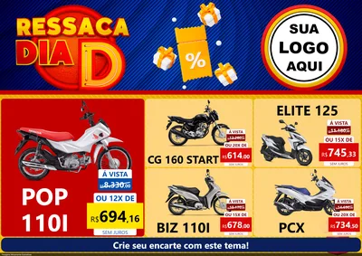 Modelo de Encarte para Encarte A4 Horizontal com o tema Ressaca Dia D para Concessionaria de Motos