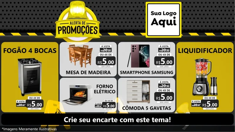 Modelo de TV para TV Horizontal com o tema Alerta de Promoções para Móveis e Eletro