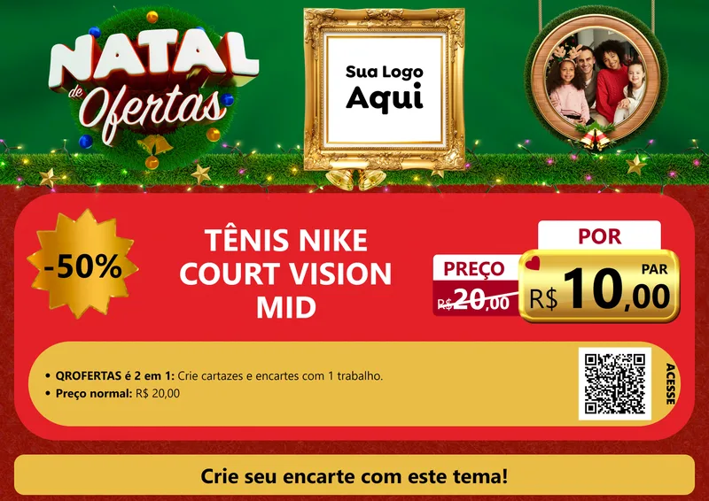 Modelo de Cartaz para Cartaz A4 Horizontal com o tema Natal de Ofertas para Calçados