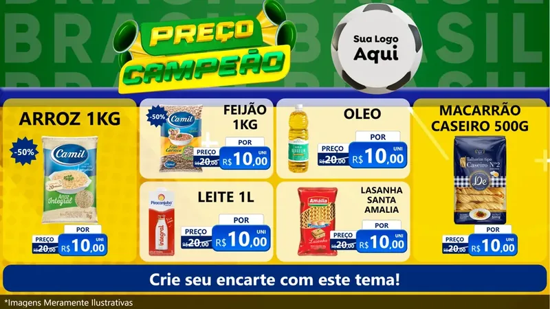 Modelo de TV para TV Horizontal com o tema Preço Campeão - Copa para Supermercado