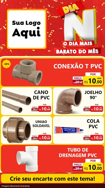 Modelo de TV para TV Vertical com o tema Dia N o Dia Mais Barato do Mês para Tubos e conexões