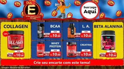 Modelo de TV para TV Horizontal com o tema Dia E - O Dia Mais Barato Do Mês para Suplementos alimentares