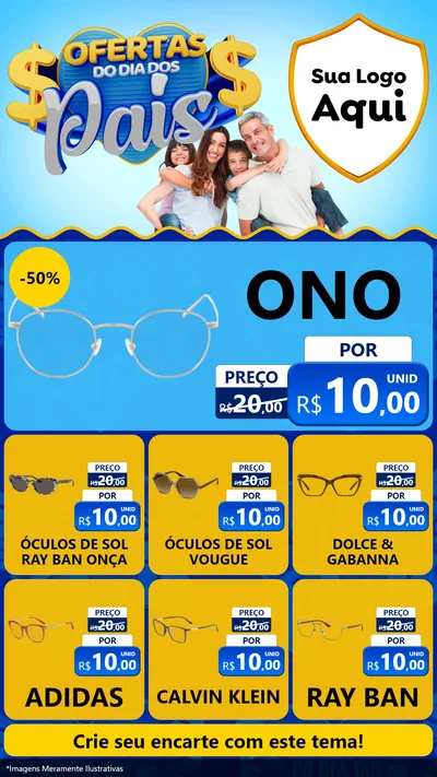 Modelo de Rede Social para Stories com o tema Ofertas do Dia dos Pais para Óticas