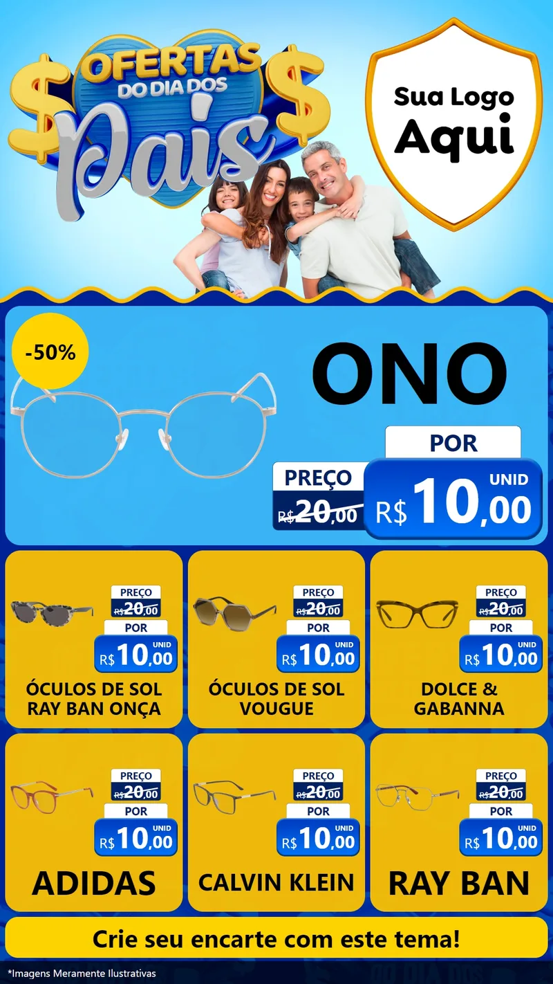 Modelo de Rede Social para Stories com o tema Ofertas do Dia dos Pais para Óticas