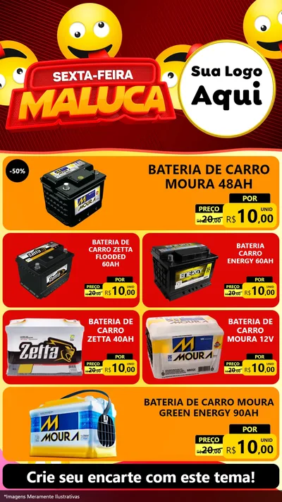 Modelo de TV para TV Vertical com o tema Sexta-feira Maluca para Baterias Elétricas