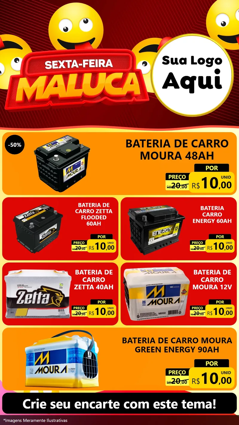 Modelo de TV para TV Vertical com o tema Sexta-feira Maluca para Baterias Elétricas