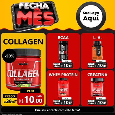 Modelo de Rede Social para Feed Facebook com o tema Fecha Mês para Suplementos alimentares