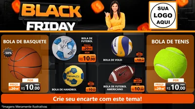 Modelo de TV para TV Horizontal com o tema Black Friday para Artigos Esportivos